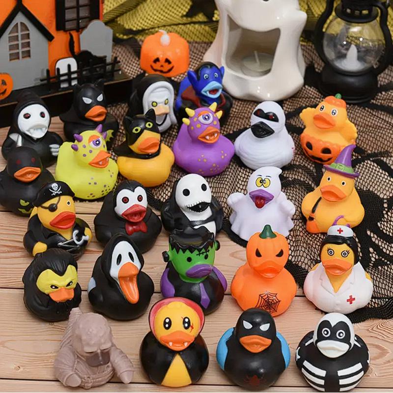 6/12/24Pcs Halloween Rubber Ducks, Halloween Role Pack Of Rubber Ducks, Pumpkin Rubber Duck, Funny Rubber Toys For Kids