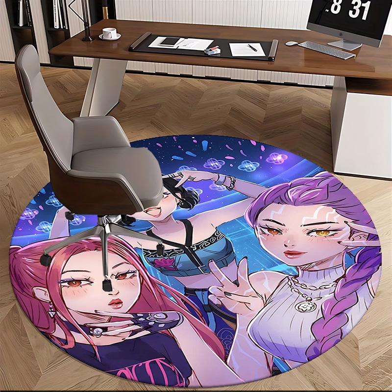 1 Stück Anime-Design Runder Teppich - Bürostuhlmatte, Rutschfester Teppich für Heimdekoration, Wohnzimmer, Schlafzimmer, Spielzimmer
