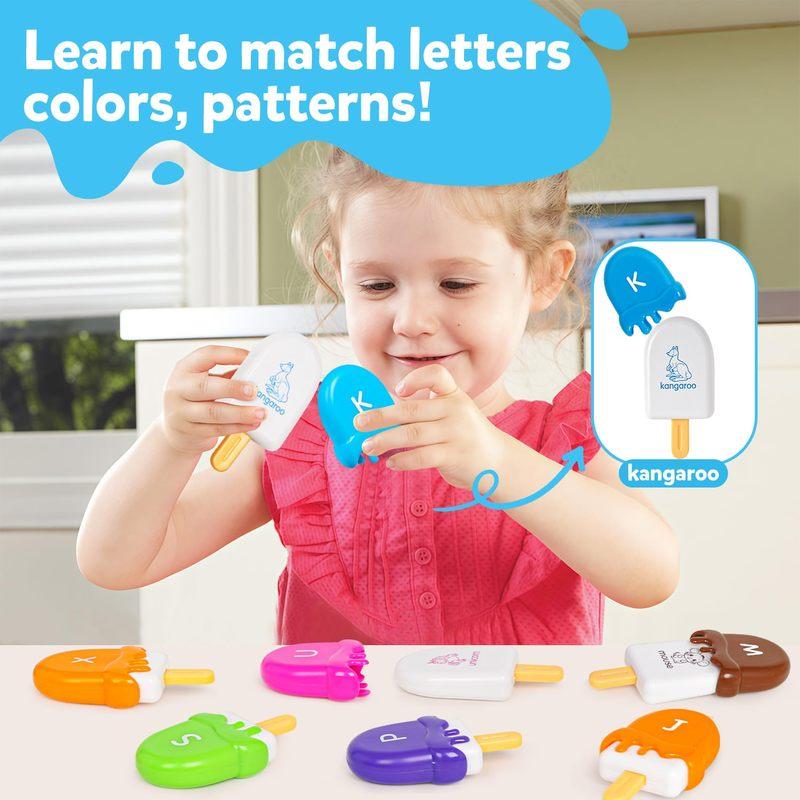 Letters Matching Ice Cream Alphabet Learning Toys,Counting Animals and Color Sorting Set Preschool Learning Activities Toys