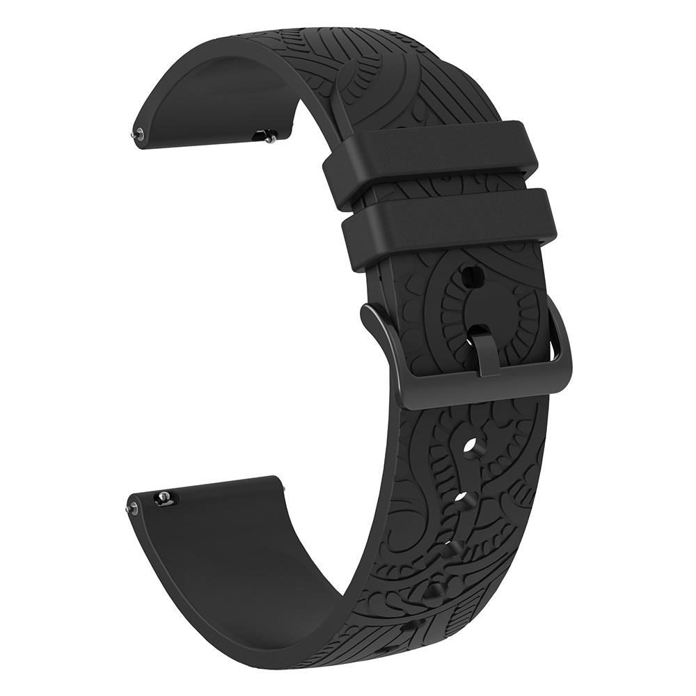 

For Garmin Vivomove/Samsung Gear Sport/Pebble 2/Huawei Watch 2 Patten Silicone Strap 20mm Watchband Black