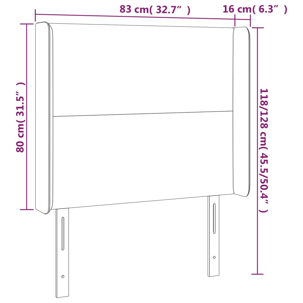 Zagłówek Do Łóżka Z Led Kremowy 83X16X118/128 Cm Sztuczna Skóra