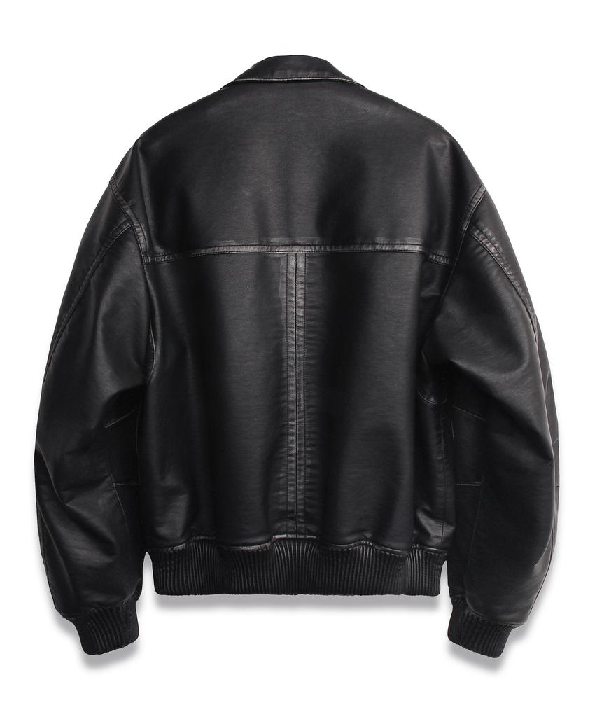 Doffjason Washed Leather Lumberjack Harrington Bomber