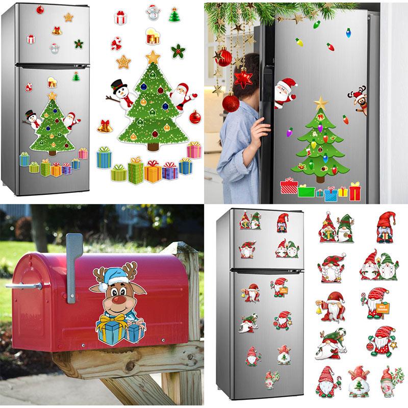 Christmas Decorations Refrigerator Magnet Room Decor Magnetic Christmas Tree Decorations Santa Reindeer Magnets Fridge Stickers