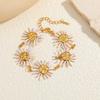 Sunflower Enamel Bracelet: Stainless Steel, 18K Gold, Korean Style, Premium Women’s Jewelry
