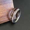 Fashion Copper Color Men's Stainless Steel Rings Koa Wood Deer Antler Inlay Dome Engagement Rings For Men Women Wedding Jewelry