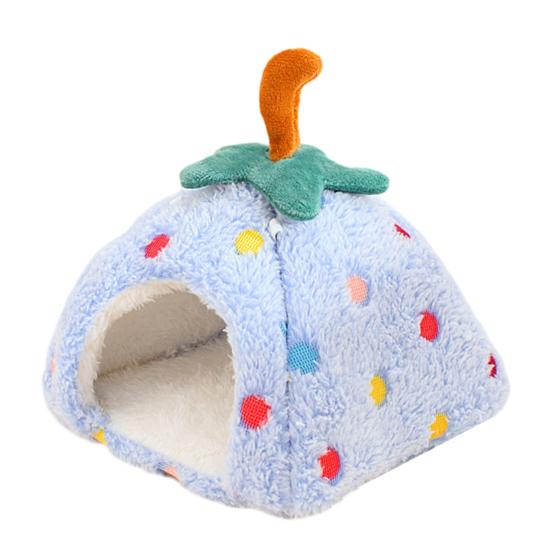 Comfortable Pet Sanctuary Plush Strawberry Hamster Bed, Soft Winter Warm Hideout, Cute Cozy Enclosed Cave Bed for Gerbil, Sugar Glider,