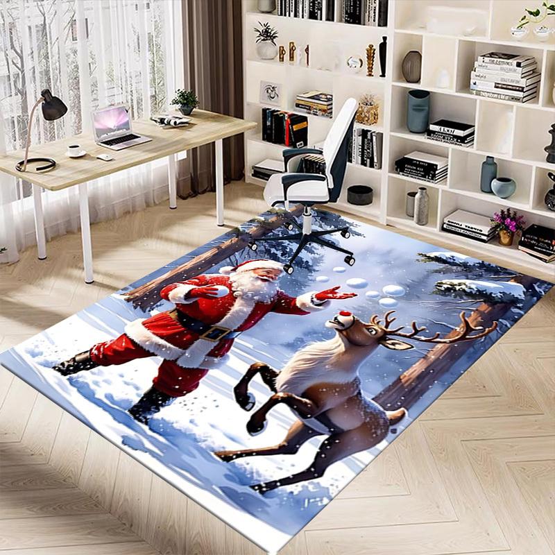 1pc Santa Claus Snowballs Carpet Office Rug Outdoor Mat Home Decor Area Carpet Festival Gift Office desk chair carpet
