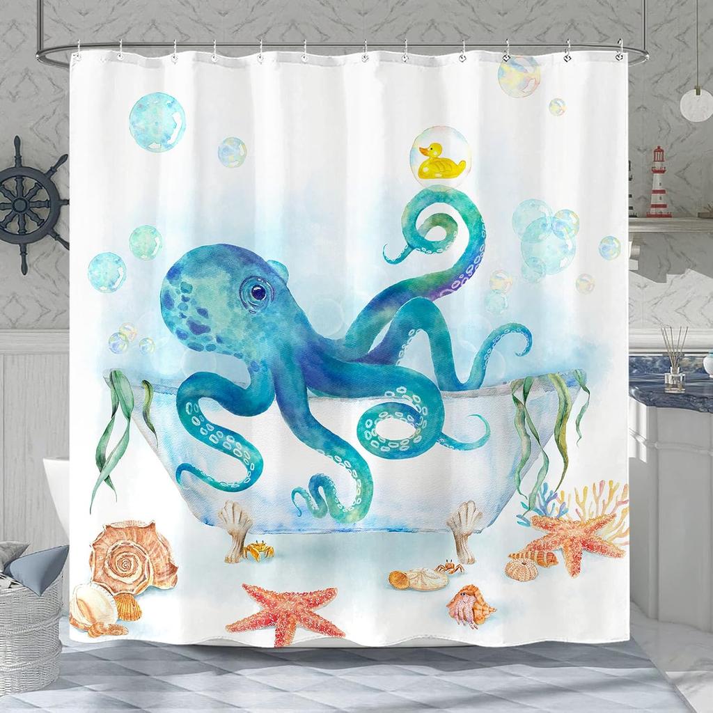 Funny Shower Curtain Octopus Shower Curtain Funny Decorative Shower Curtains for Bathroom Fun Set with