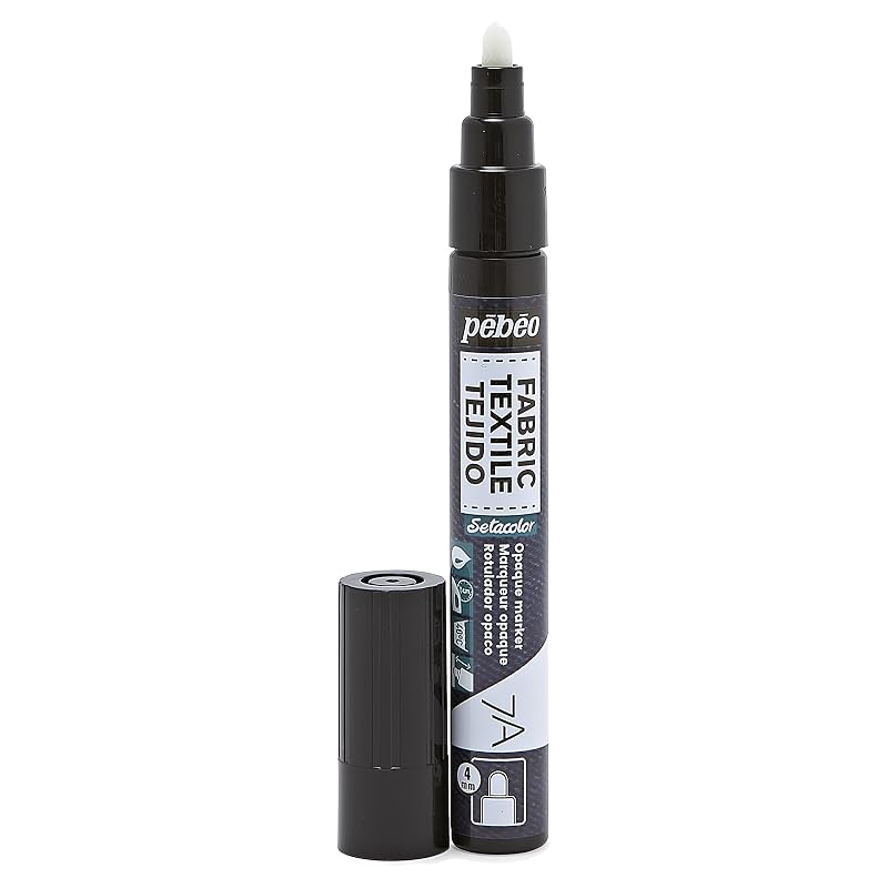 Pebeo Seta Marker Fabric Paint Marker, Opaque Color (suitable for dark fabrics), 4mm, Regular Color: Black 414