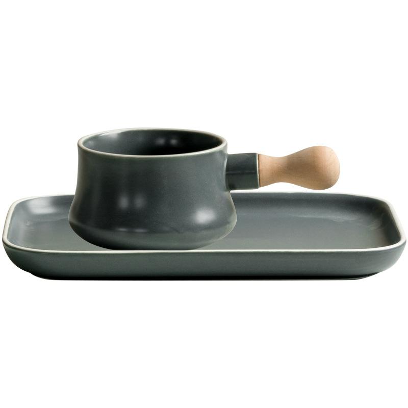 Japanese Breakfast Plate Creative One Person Food Ceramic Bowl Plate Household Handle Bowl Sweet Bowl Western Plate Tableware Set