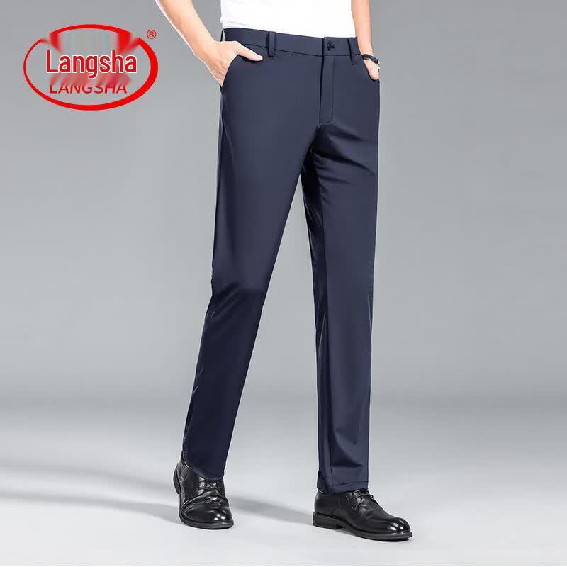 LangSha Men s Straight-Leg Business Casual Pants 40