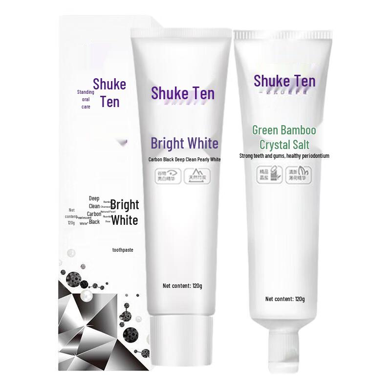 Shuke Anti-Cavity Whitening & Green Bamboo Crystal Salt Toothpaste Set