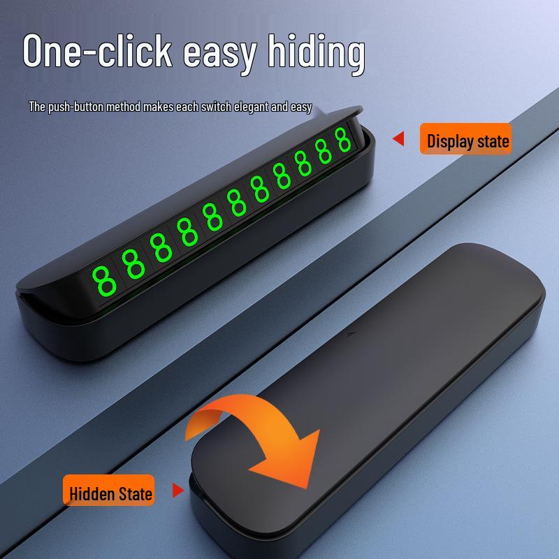 Leuchtendes Temporäres Parkschild: Zum Verbergen drückbares Kfz-Kennzeichen mit Sonnenschutzfunktion