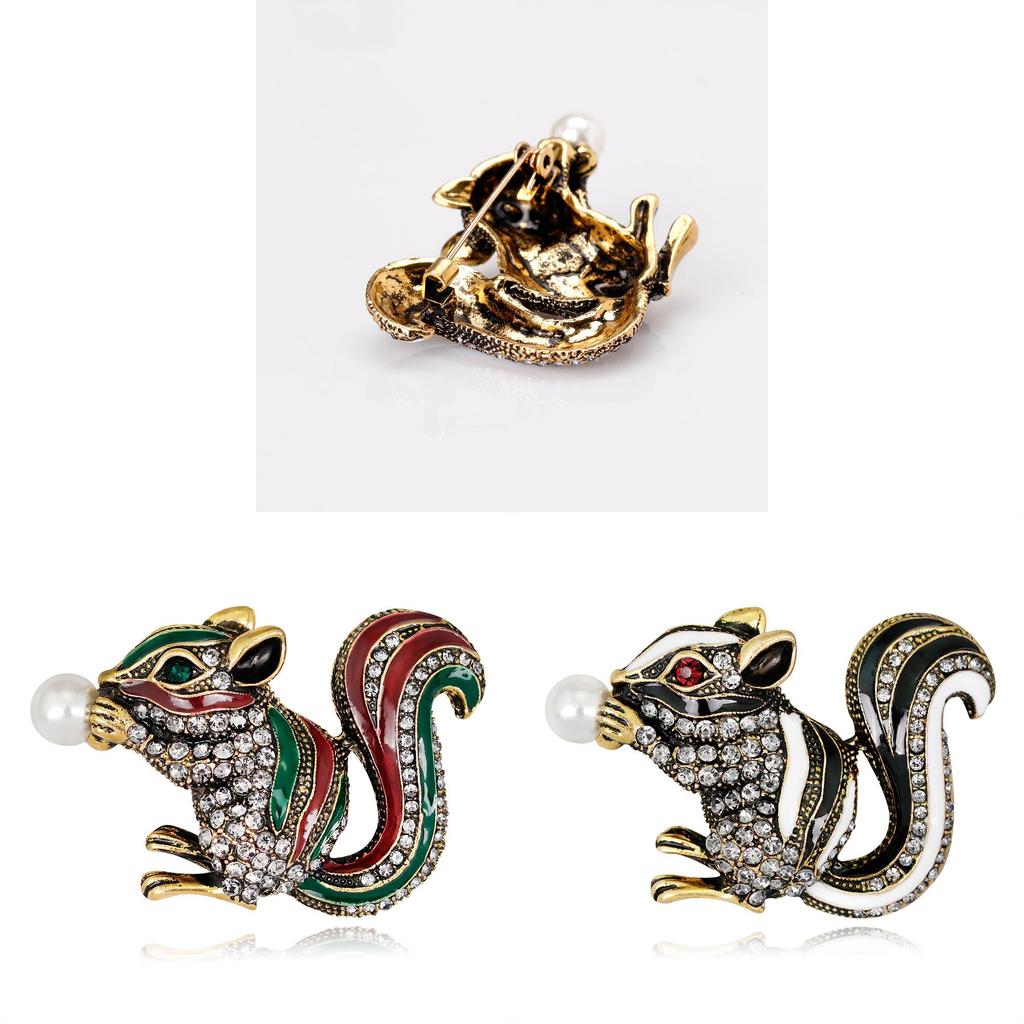 Fashion Squirrel Brooch Alloy Enamel Pin Cute Animal Accessory For Women