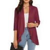 Europäische und Amerikanische Sommer Damen Oberteile, Neue einfarbige Strickjacken, Dreiviertelärmel, Rüschen, Lässiger Minimalistischer Stil