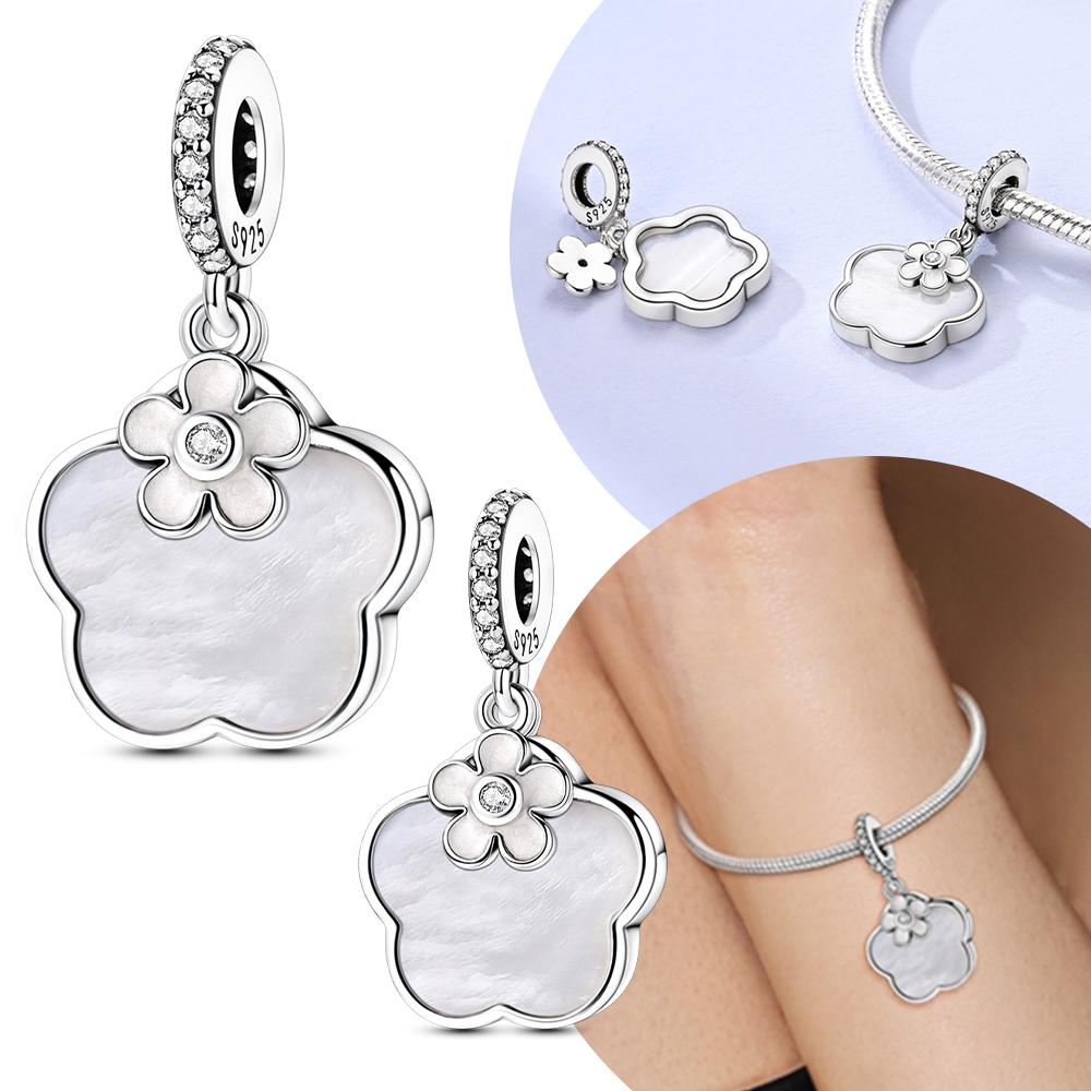 Charms Copper Original Pinctada Albina Five-Petaled Flowers Beads Fit Bracelet Jewelry Women Necklace Diy