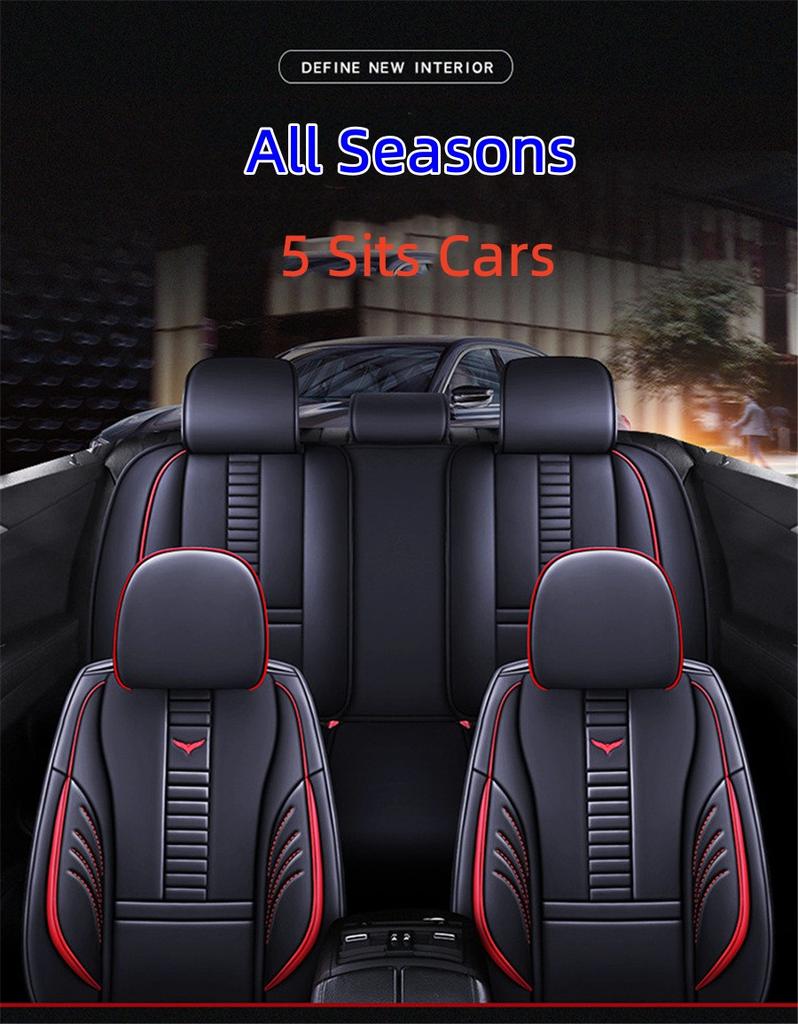 PU Leather Car Cushion Seat Covers Car-styling Full Surrounded Front+rear Cushion 5-Seats For all Seasons 2021 New Style