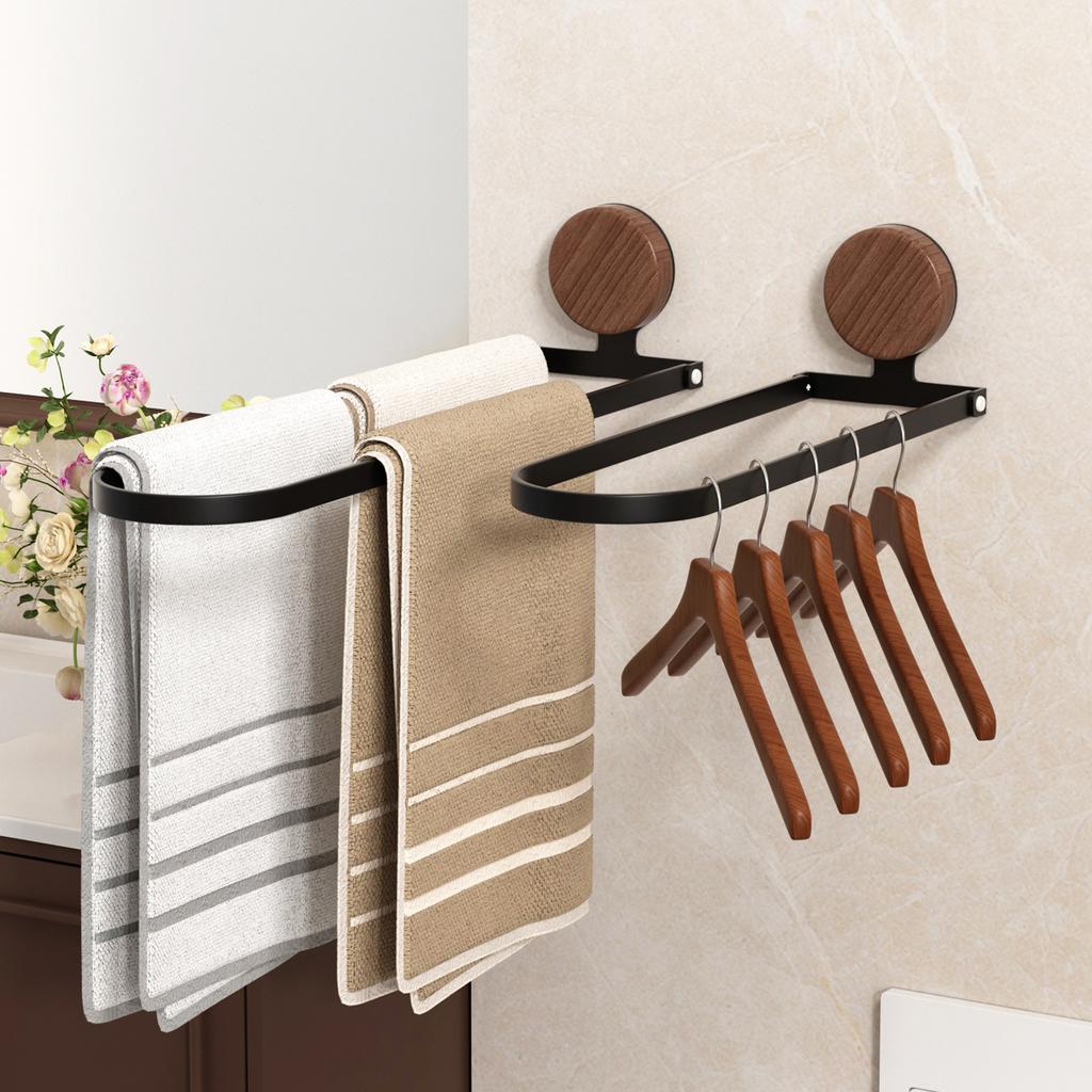 Handtuchhalter aus Massivholz, klappbare Stange zur Wandmontage an Dusche und Waschbecken (ohne Bohren), langlebiges und stilvolles Design