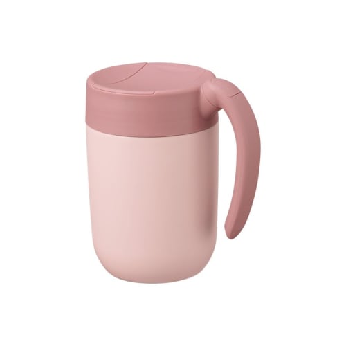 MOTTERU Motteru Curl Handle Mug Tumbler 410ml (Pink) | Stainless Steel Mug, Thermostable Stainless Steel, Vacuum-Resistant, Double-Walled Wall, Insula