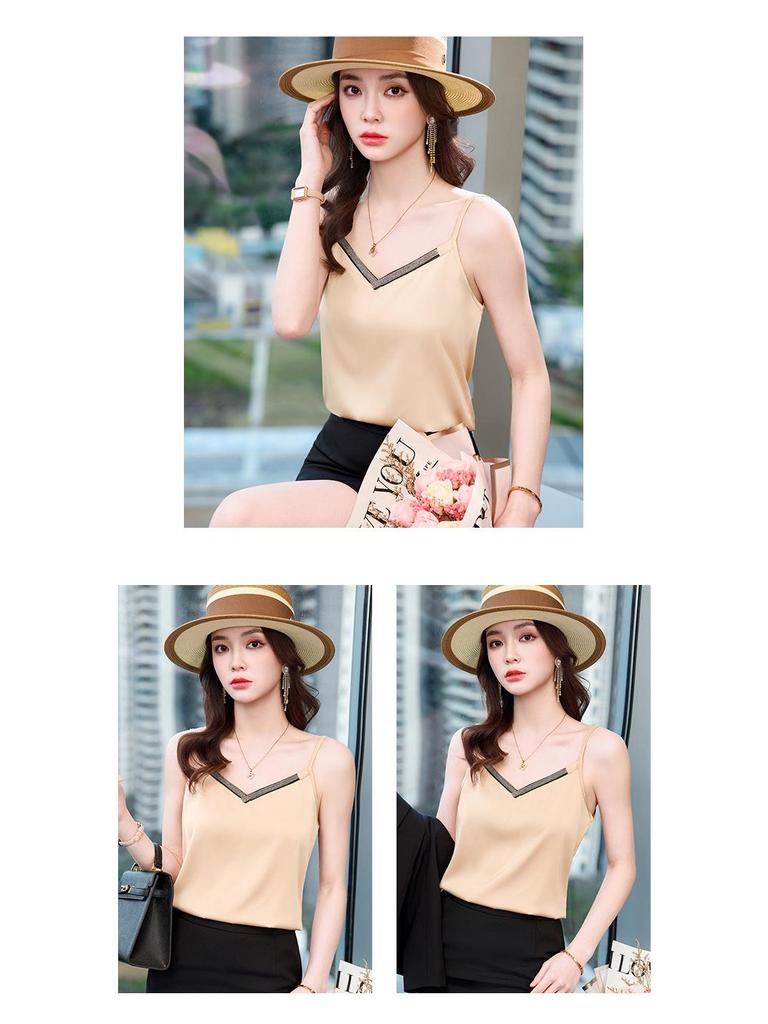 2026 Spring Elastic Faux Silk Open Back Camisole Vest for Women