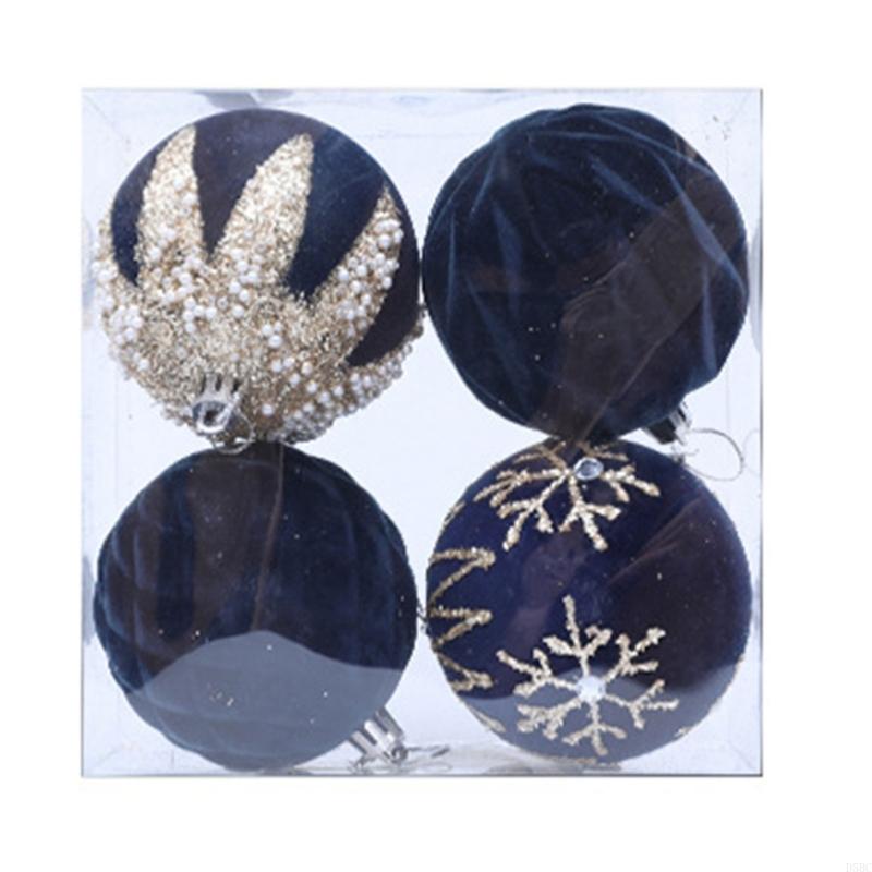 4Pcs Shimmering Christmas Baubles Shatterproof Christmas Ball Hangings Ornament For Tree Wreath Holiday Decoration