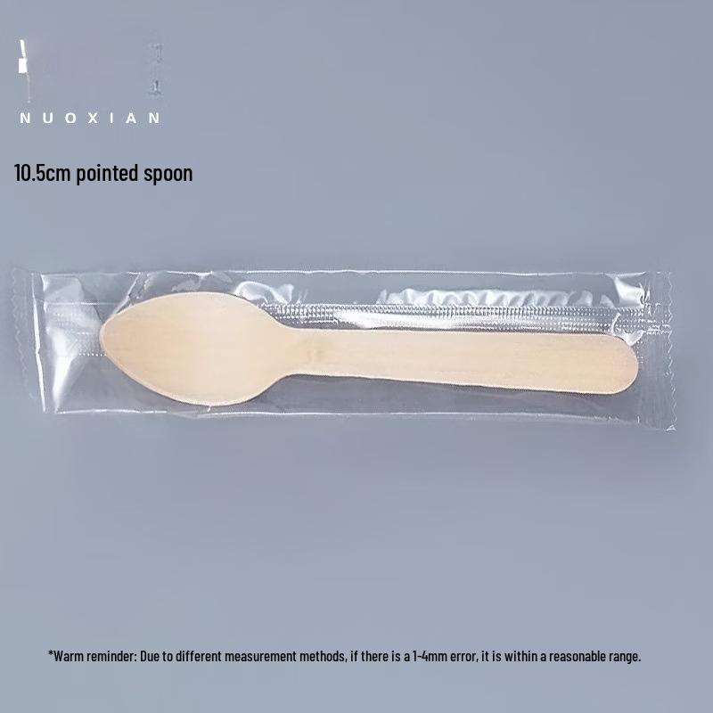 10.5cm Disposable Wooden Pointed Spoons, 100-Pack