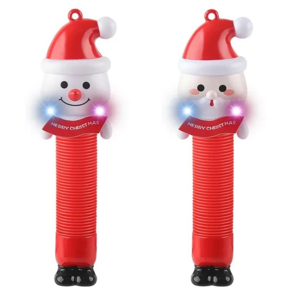 POP Tube Telescopic Tube Pressure Relieving Toys Sound and Light Santa Claus Toy Decompression Artifact Children's Holiday Gift