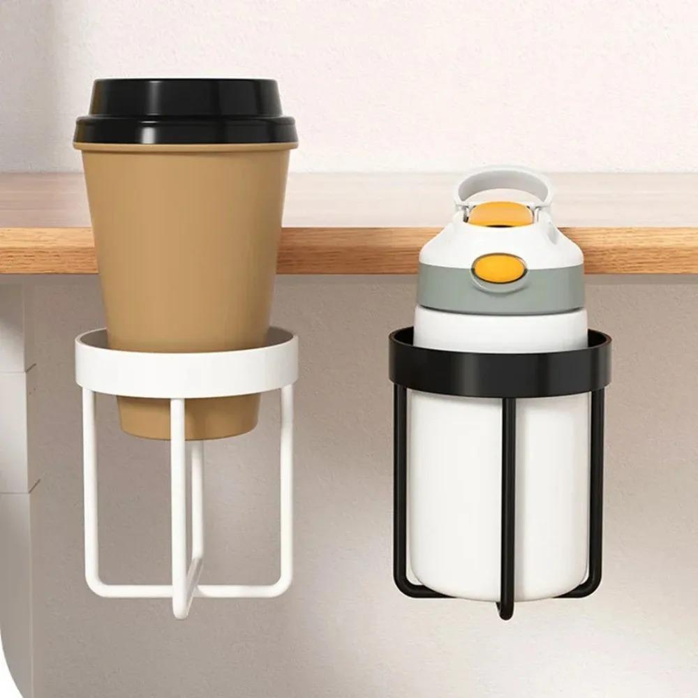 1Pc Deepen Clip On Table Cup Holder Horizontal Vertical Mount Anti Spill Metal Clamp Storage Rack For Office Desk Mug Holder