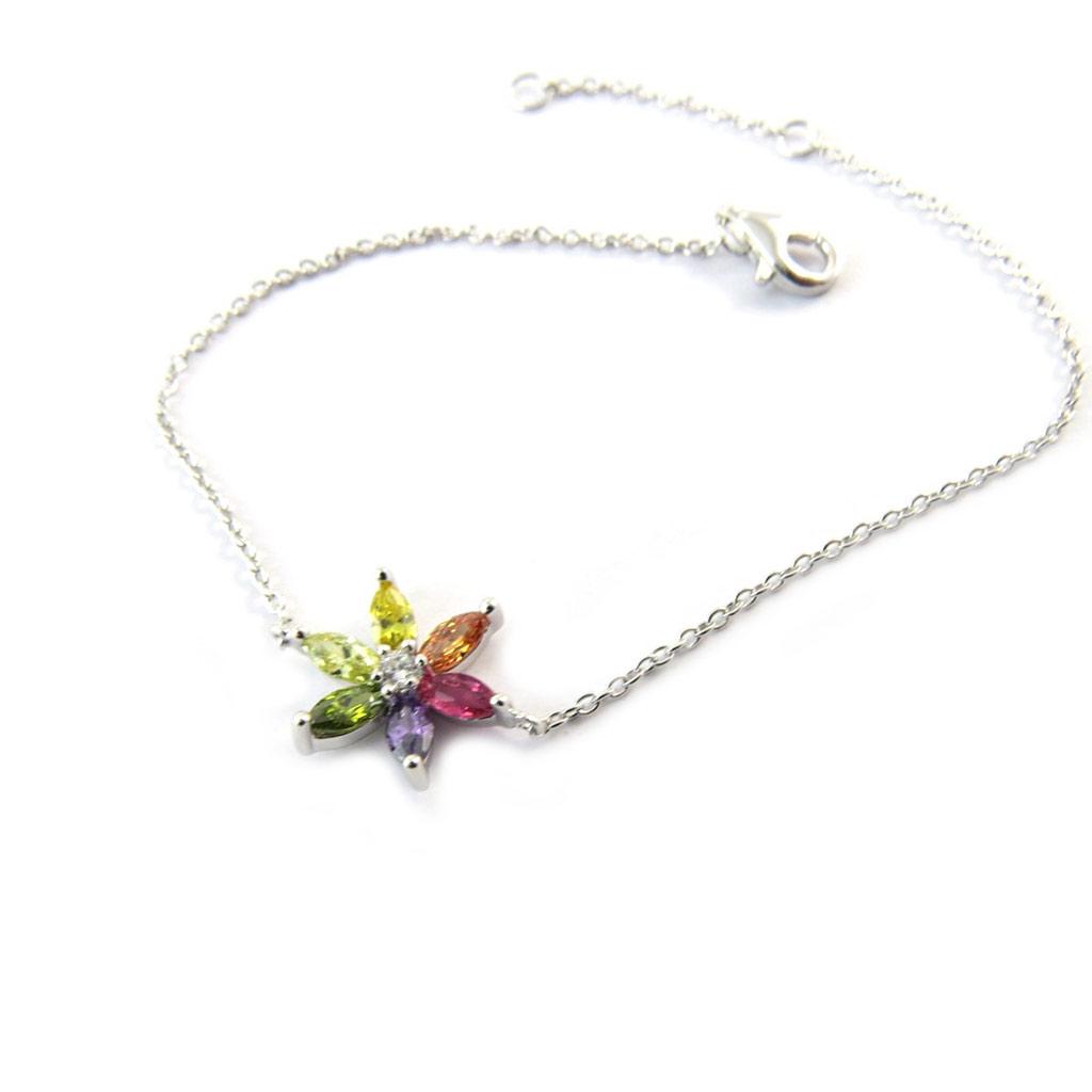 Les Trésors De Lily [N5390] - Tutti Frutti 'Crystal Flowers' Silver Bracelet (rhodium-plated) - 15 Mm