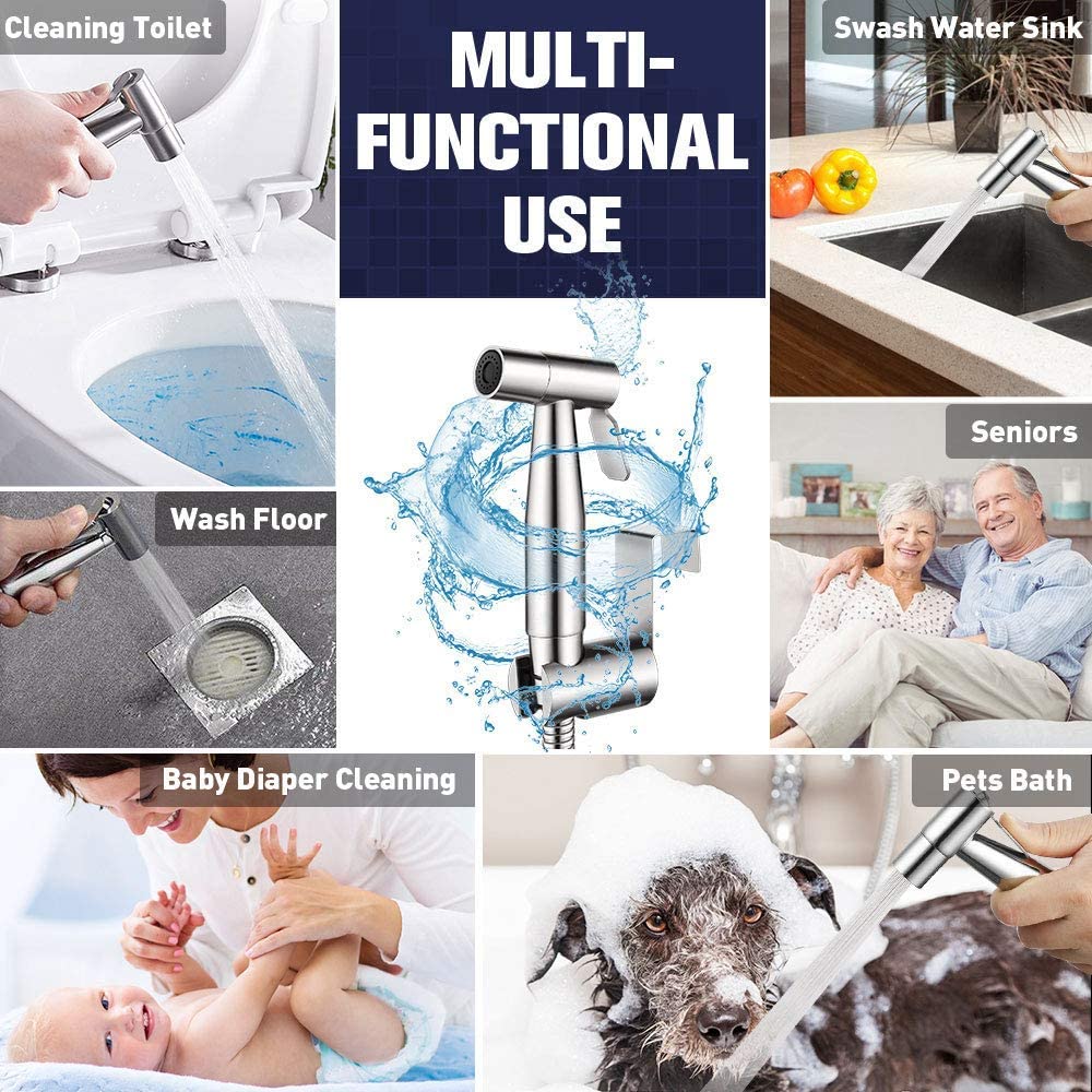 Handheld Bidet Toilet Portable Spray Gun Set Stainless Steel Cleaning Women Washing Self Cleaning Bathroom Accessories
