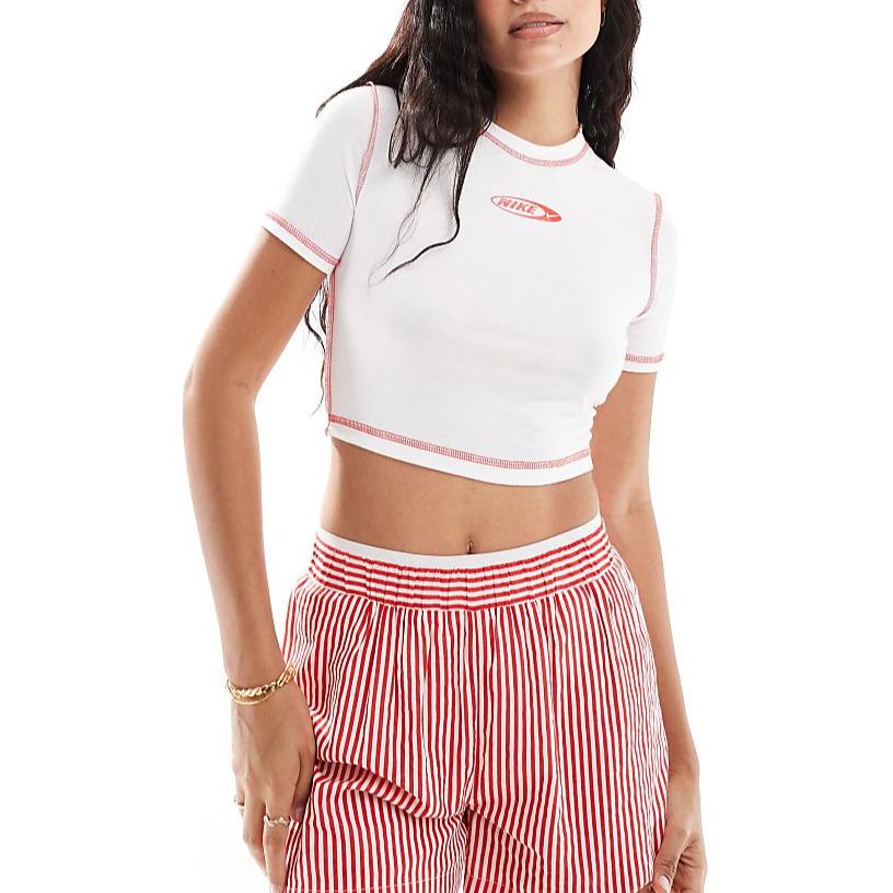 Nike Sportswear Chill Knit Slim Fit Short Sleeve T-Shirt Women Tops White HJ6529-100