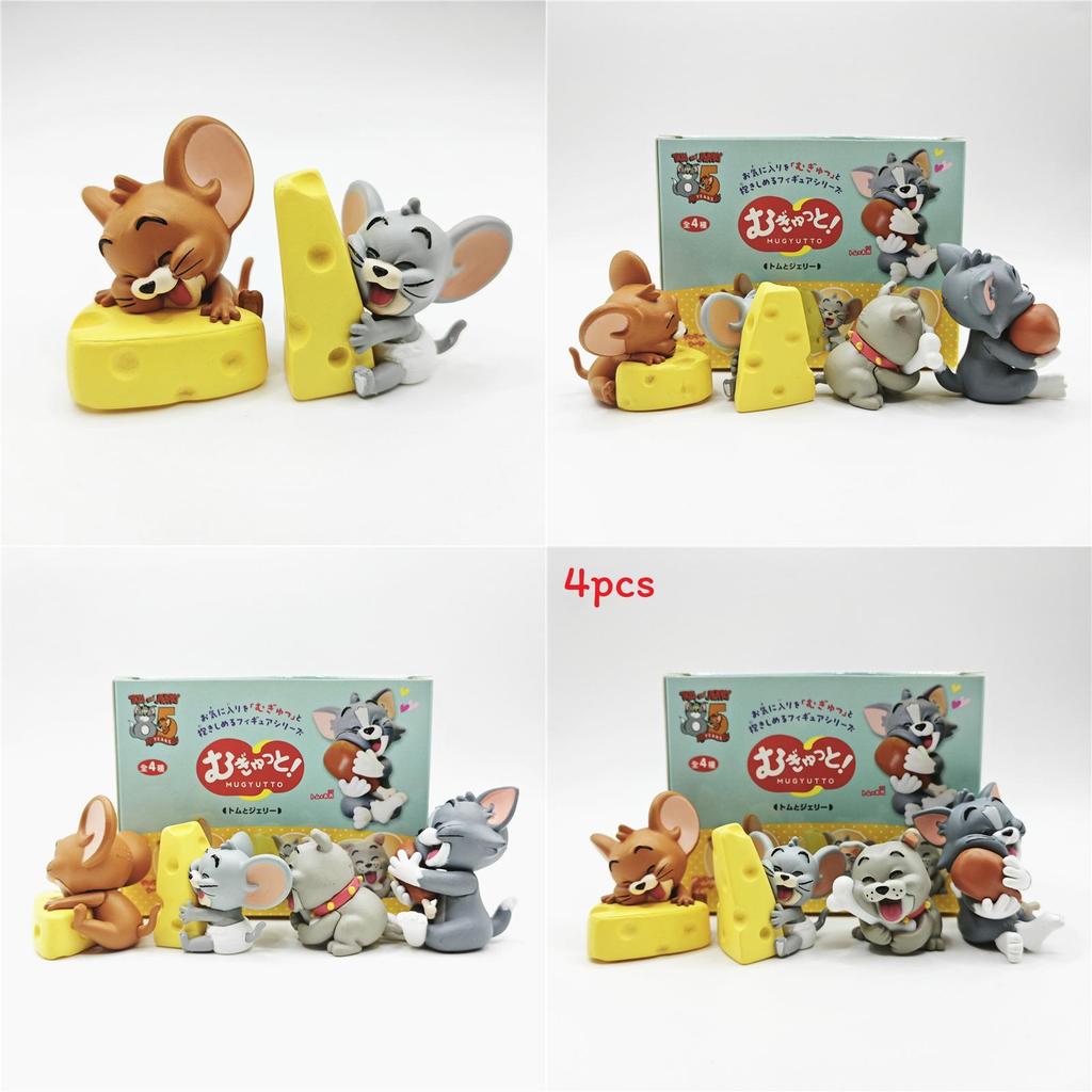 Tom And Jerry Blind Box Abs Figurines Holding Food Mini Models For Car Desktop Decoration Collectors