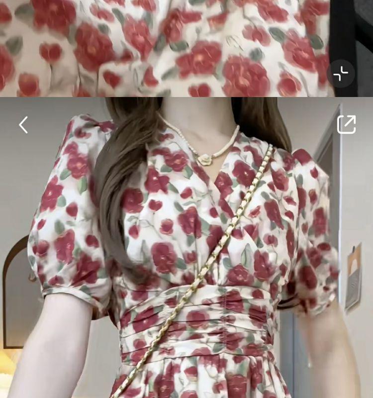 2026 Plus Size French V-neck High-waisted Print Dress - Elegant Slimming Summer Style for Women