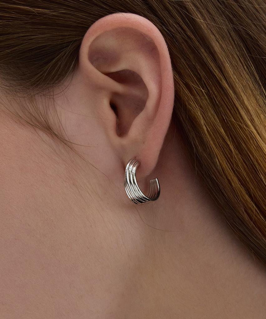 Dawnf 02H01M Polished Silver Hoop Earrings