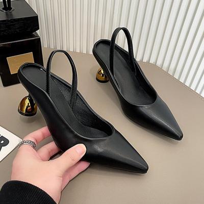 Summer Pointed-toe Single Shoes Cover Toe Women Mules Slippers Elegant Singbacks Slides Ladies Outdoor Street Style Sandalias