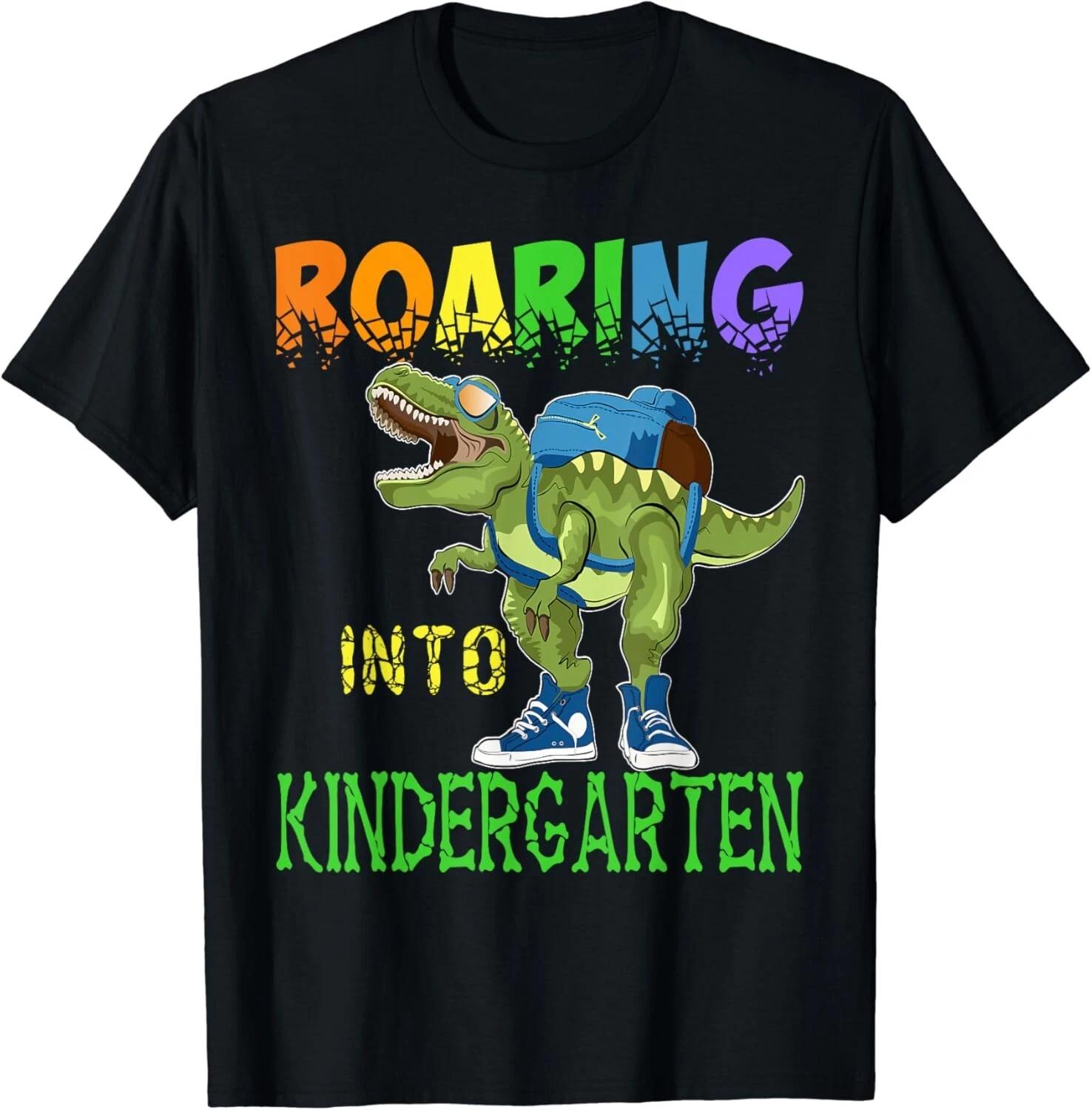 Roaring into Kindergarten Dinosaur T Rex Back to School Boys Gift Unisex T-Shirt L