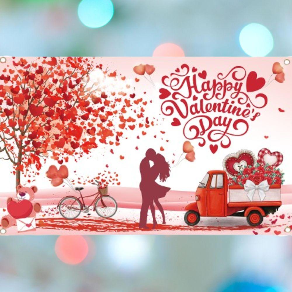 110cmx180cm Red Love Heart Dating Background Happy Valentine's Day Banner  Home Party Decor