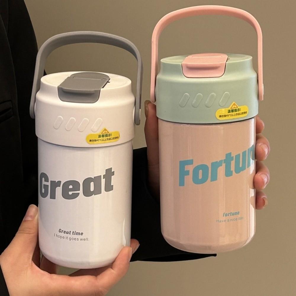 Stainless Steel Scented Tea Thermos Cup Foldable Straw Insulated Coffee Mug  Female Students