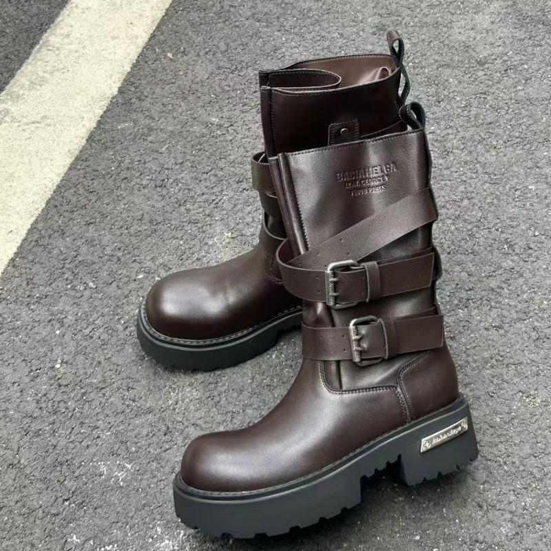 Martin Boots Women's New Belt Buckle Retro Locomotive Heightening Knight Boots Women