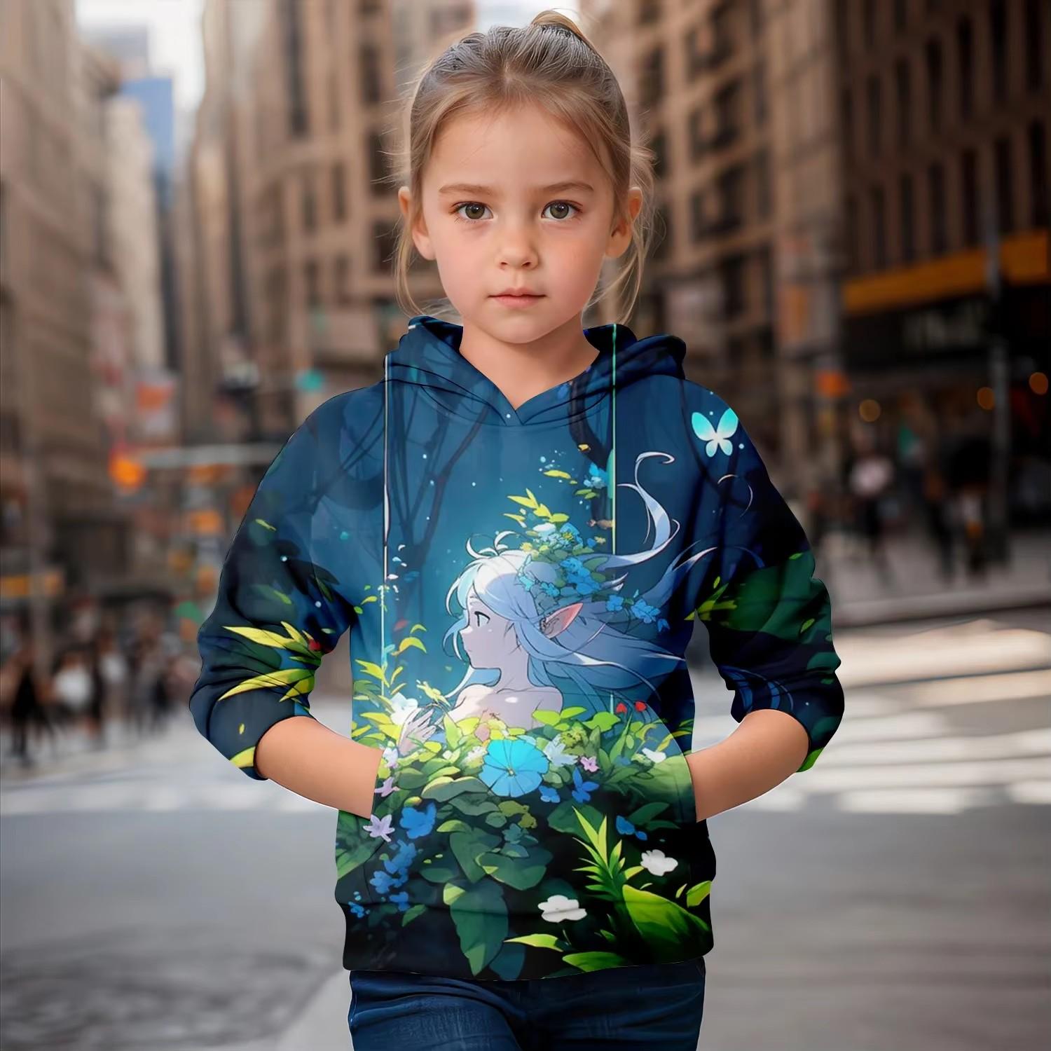 

Одежда для девочек Толстовки с длинным рукавом 3D мультяшный принт детская весенне-осенняя одежда Милая одежда для девочек Пуловеры Топы Детская одежда 160