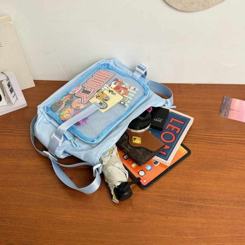 Cute college style girl tote messenger bag Japanese ins simple large capacity shoulder bag transparent female pain bag