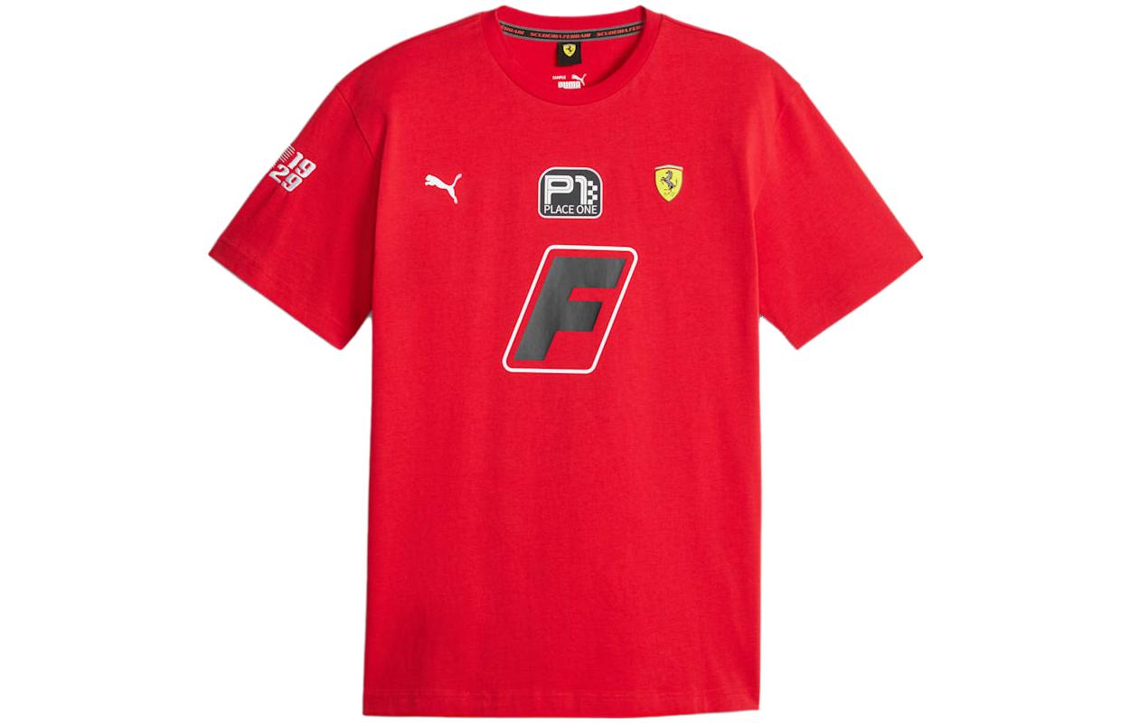 PUMA Scuderia Ferrari T Shirts Men s Red Crew Neck Moderate Straight Fit 621122-02 S