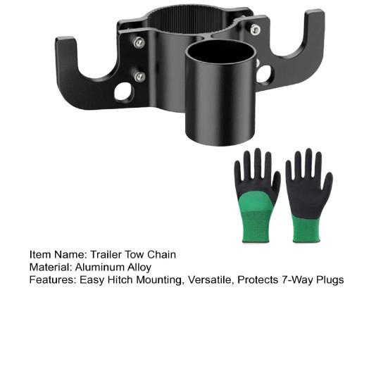 Trailer Tow Chain High-Strength Aluminum Metal Rust-Proof Safety Chain Organizer for RV Trailer Hitch Neatly Stores 7-Way Trailer Plugs Towing Gear