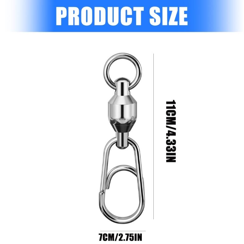 10Pcs Fast Speed Bearing Fishing Swivels Snap Connectors Stainless Steel Link Rings For Lure Tackle And Baiting