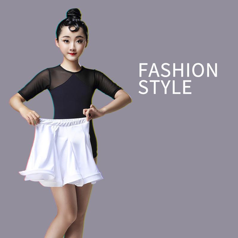Vestito Latino per Bambini Abiti da Pratica Leopardo Latino Performance per Donne Ragazze Spandex Grembiule da Danza per Gara Esame