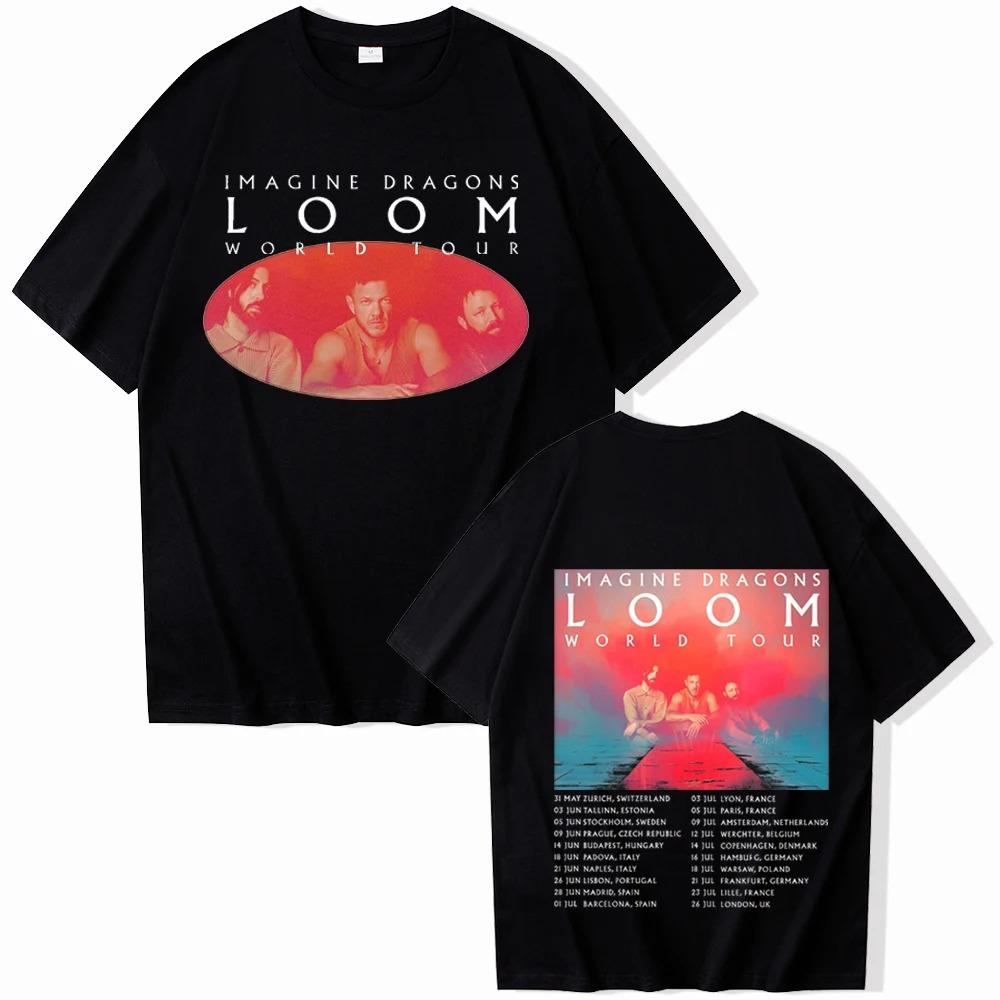 

Imagine Dragons Loom Tour 2026 Футболка Харадзюку Круглый вырез Повседневная рубашка Подарок Y2k Короткий рукав Классическая уличная одежда Модная Хлопок 4XL