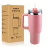 Fashionable 40-ounce stainless steel cup with handle, vacuum insulated travel cup, leak-proof double-wall hot cup, sports water bottle