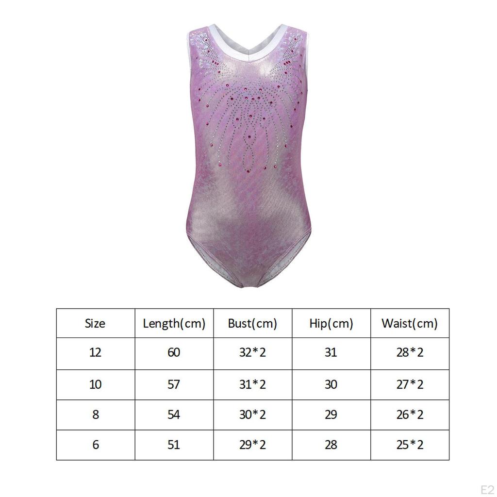 Girls Gymnastics Leotards Shiny Leotard Costume Sleeveless Athletic Acrobatic