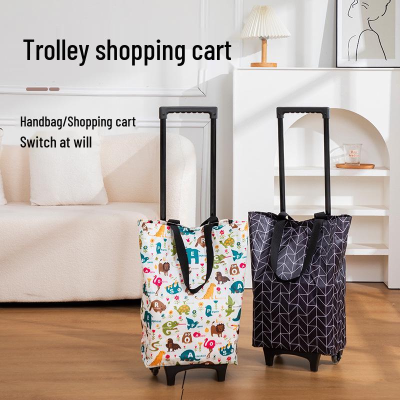 Foldable Shopping Cart Waterproof Trolley for Home Use and Outdoor Trips