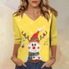 3/4 Sleeve Shirts For Women Print Christmas Tees Blouses Casual Plus Size Basic Tops Pullover